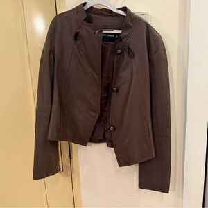 Giorgio Armani Brown Leather Jacket Tailored Fit